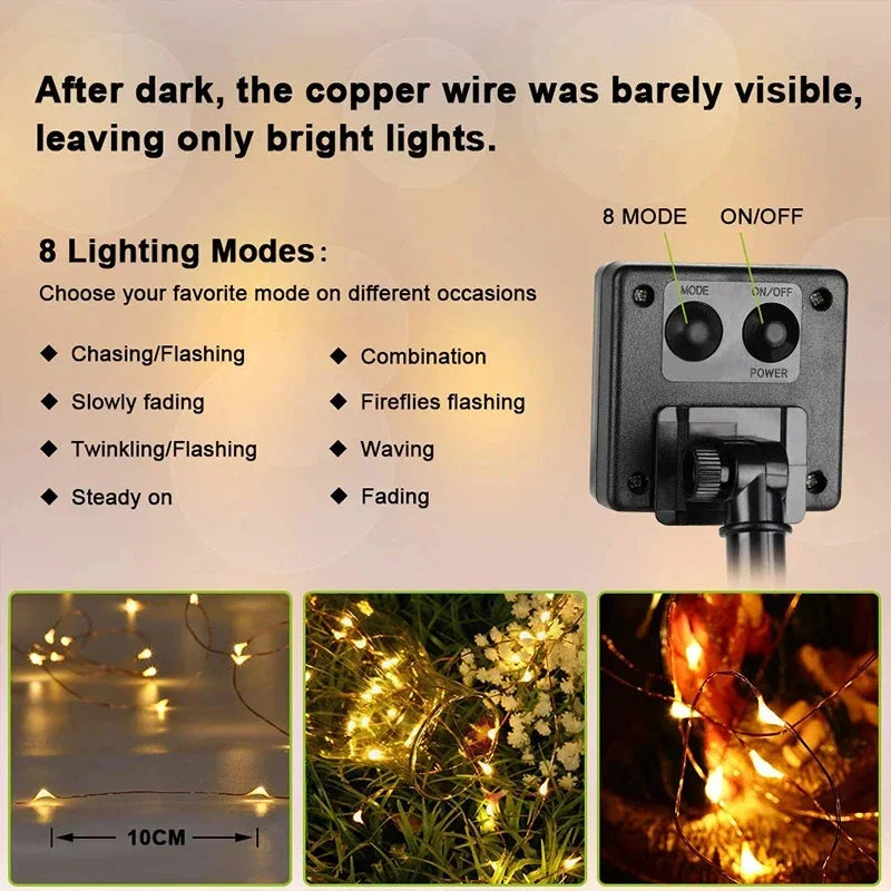 Hallow Bells® Solar String Lights for Outdoor with Waterproof